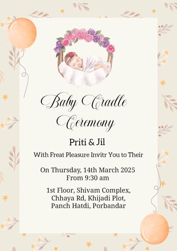 Invitation for Cradle Ceremony