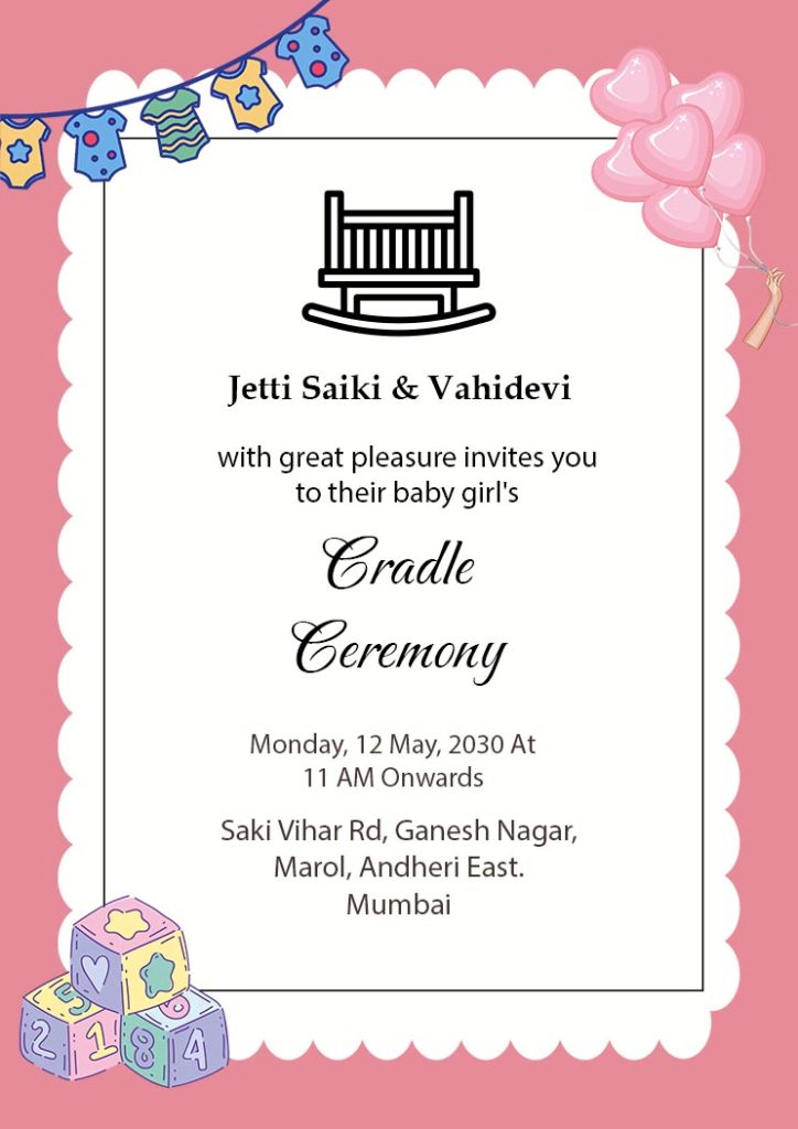 Invitation for Cradle Ceremony